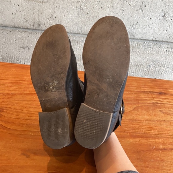 Steve Madden Stinger Fold Over Ankle Black Leather Boots - Picture 7 of 16